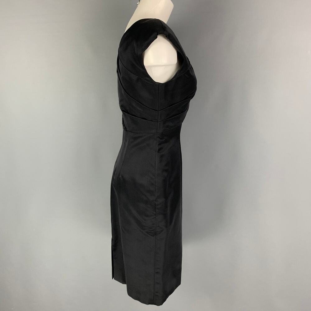 MONIQUE LHUILLIER Size 4 Black Gold Silk Rayon Sequined Cocktail Dress - Picture 3 of 7